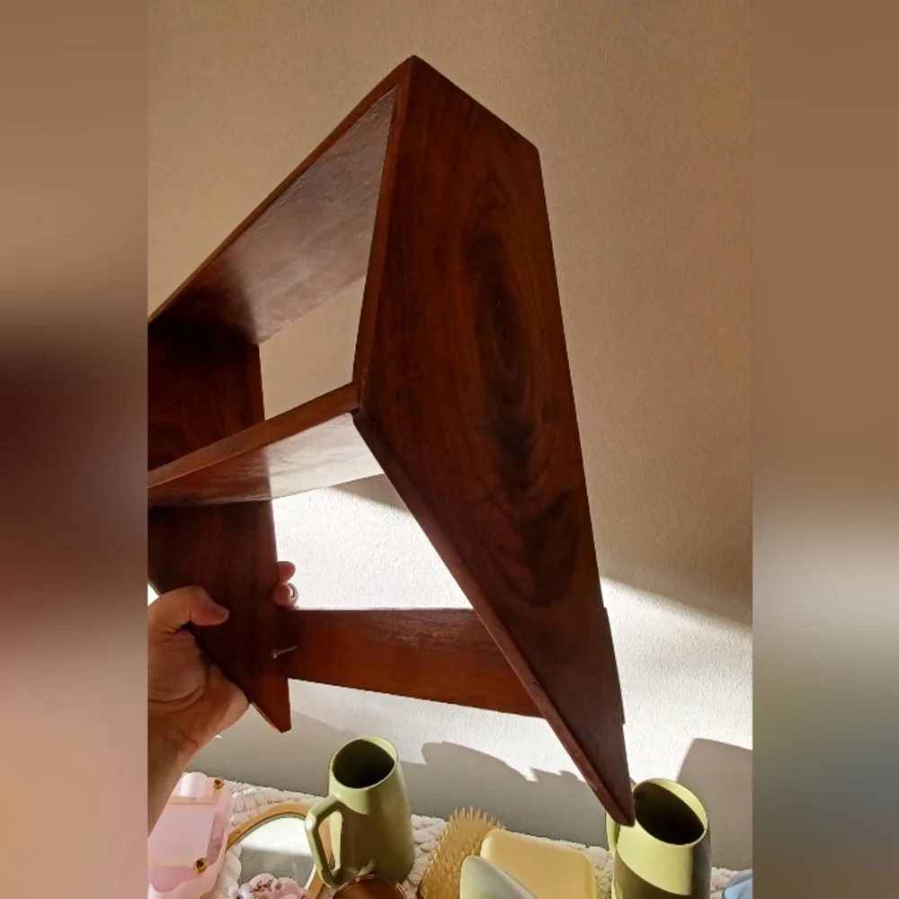 Set Of Two Vtg MCM Wooden Trinket Shelves